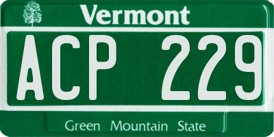 VT license plate ACP229