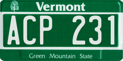 VT license plate ACP231