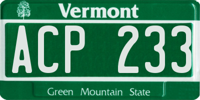 VT license plate ACP233