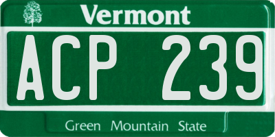 VT license plate ACP239