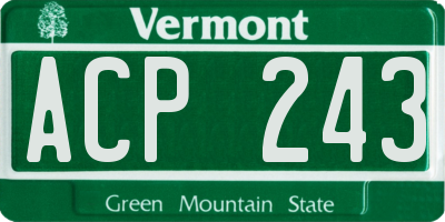 VT license plate ACP243