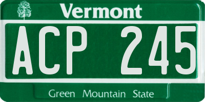 VT license plate ACP245