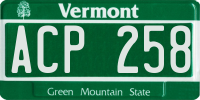 VT license plate ACP258
