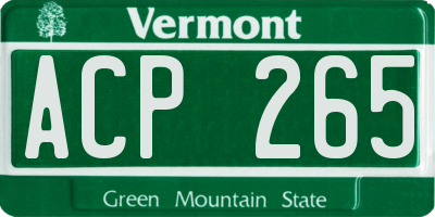 VT license plate ACP265