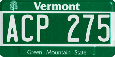 VT license plate ACP275