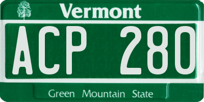 VT license plate ACP280