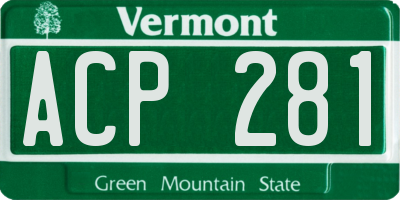 VT license plate ACP281