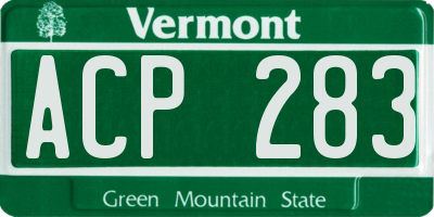 VT license plate ACP283