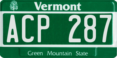 VT license plate ACP287