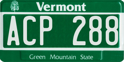 VT license plate ACP288
