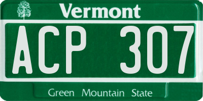 VT license plate ACP307