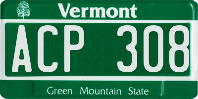 VT license plate ACP308