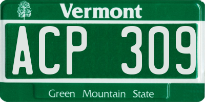 VT license plate ACP309