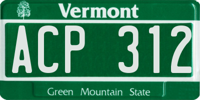 VT license plate ACP312