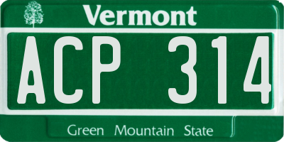 VT license plate ACP314