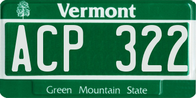 VT license plate ACP322