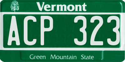 VT license plate ACP323