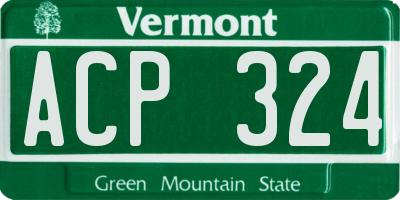 VT license plate ACP324