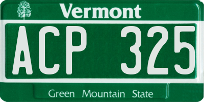 VT license plate ACP325