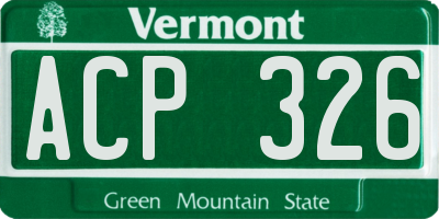 VT license plate ACP326