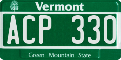 VT license plate ACP330