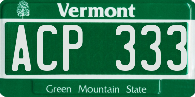 VT license plate ACP333