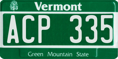 VT license plate ACP335