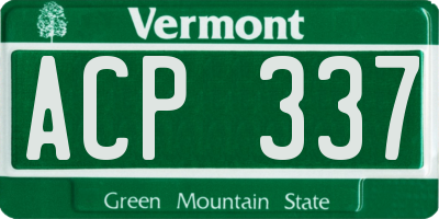 VT license plate ACP337
