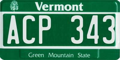 VT license plate ACP343