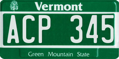 VT license plate ACP345
