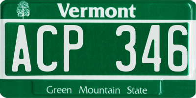 VT license plate ACP346