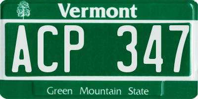 VT license plate ACP347