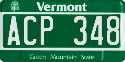 VT license plate ACP348