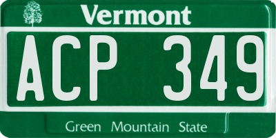VT license plate ACP349