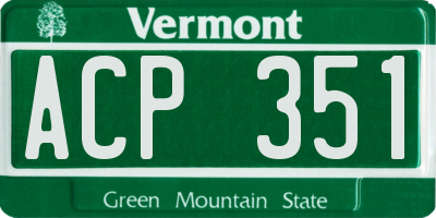 VT license plate ACP351