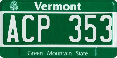VT license plate ACP353