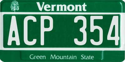 VT license plate ACP354