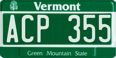 VT license plate ACP355