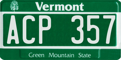 VT license plate ACP357
