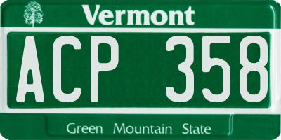 VT license plate ACP358