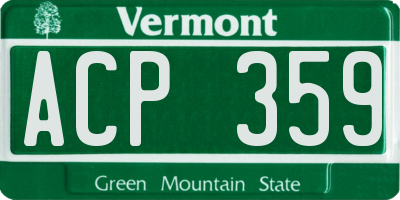 VT license plate ACP359