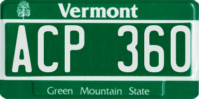 VT license plate ACP360