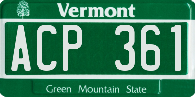 VT license plate ACP361
