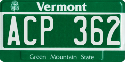 VT license plate ACP362