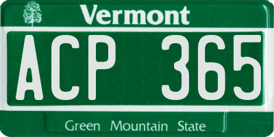 VT license plate ACP365