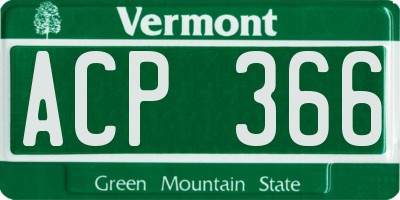 VT license plate ACP366
