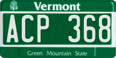 VT license plate ACP368