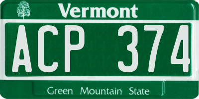 VT license plate ACP374