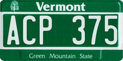 VT license plate ACP375