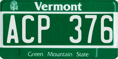 VT license plate ACP376